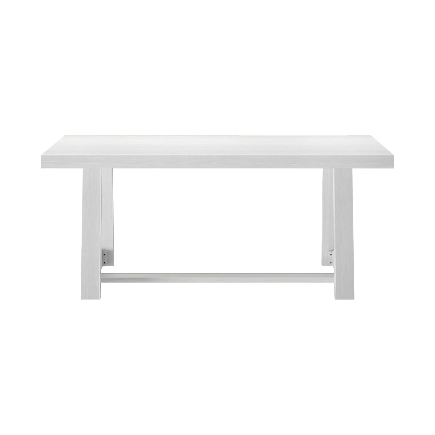 Plank+Beam 72 Inch Farmhouse Dining Table, Solid Wood Rustic Kitchen Table, Large Wooden Rectangular Dinner Table for Dining Room, Home Office, Living Room Furniture, Easy Assembly, White Wirebrush