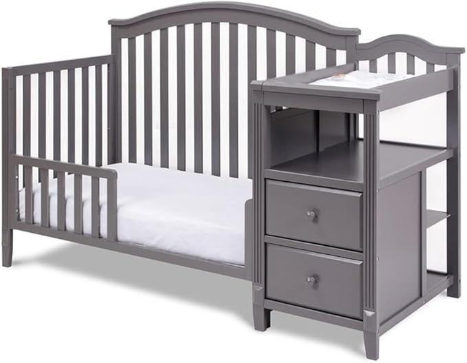 Pemberly Row 4-in-1 Convertible Crib and Changer, Sustainable Gray Pine Wood