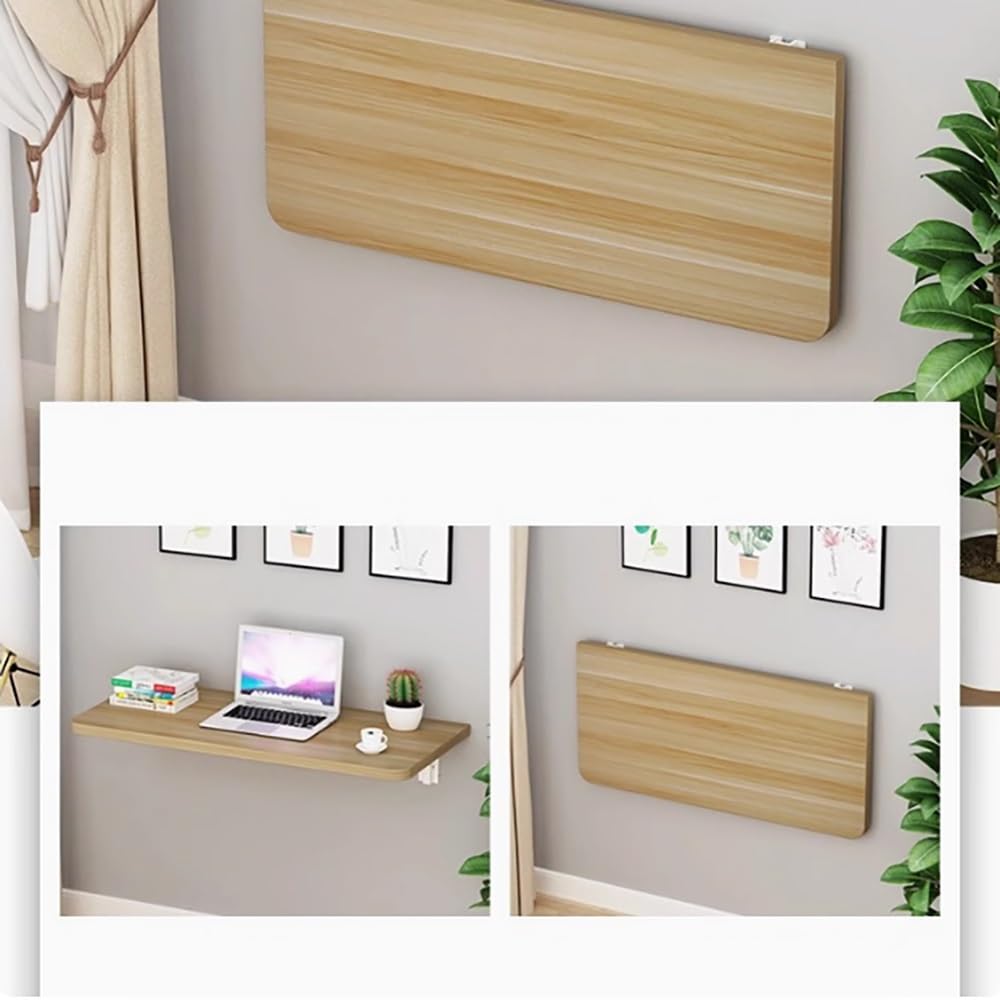 GHHDPXM 32" x 16" Wall Mounted Folding Table - Space-Saving Laundry & Computer Desk with Collapsible Shelf Brackets - Murphy Desk for Small Spaces (Walnut Finish, 70x30cm/28x12in)