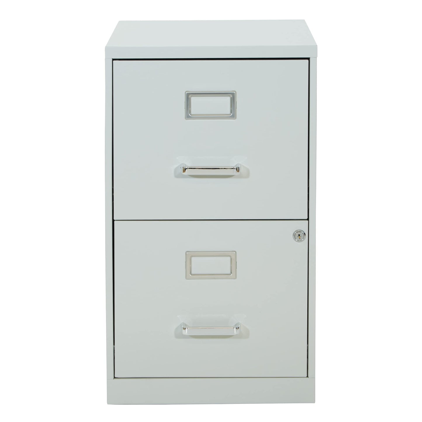 OSP Home Furnishings 2 Drawer Locking Metal File Cabinet, Grey