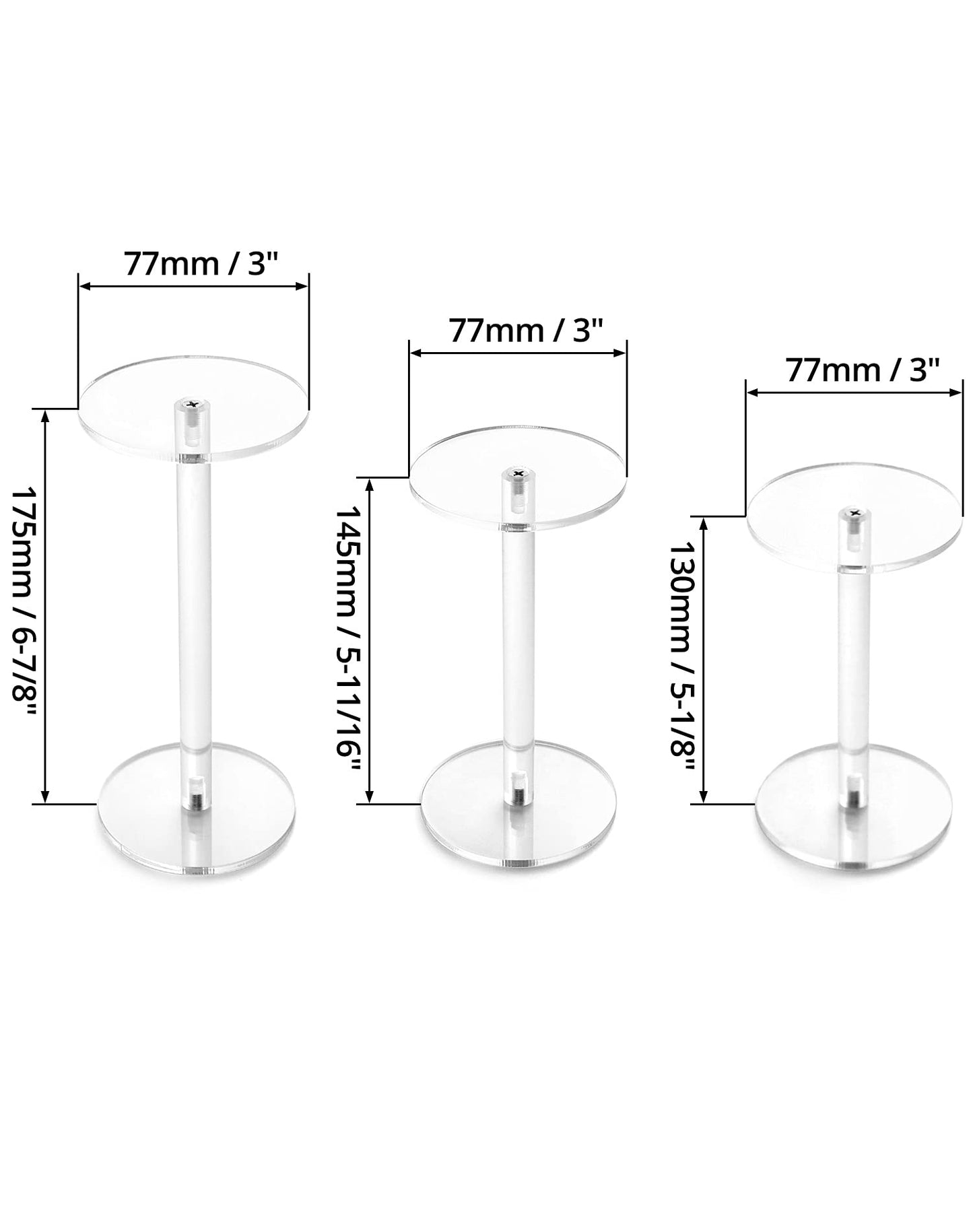 QWORK Round Acrylic Display Stand, 2 Sets Premium Clear Round Riser Stands