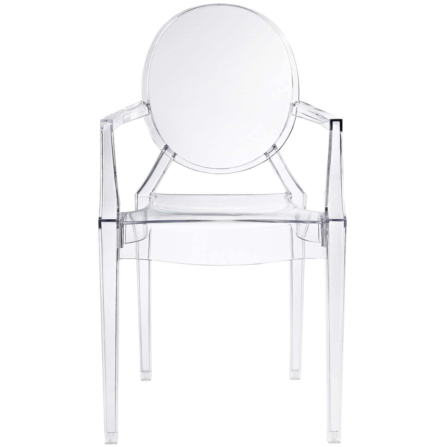 Modway Casper Modern Acrylic Stacking Kitchen and Dining Room Arm Chair in Clear - Fully Assembled