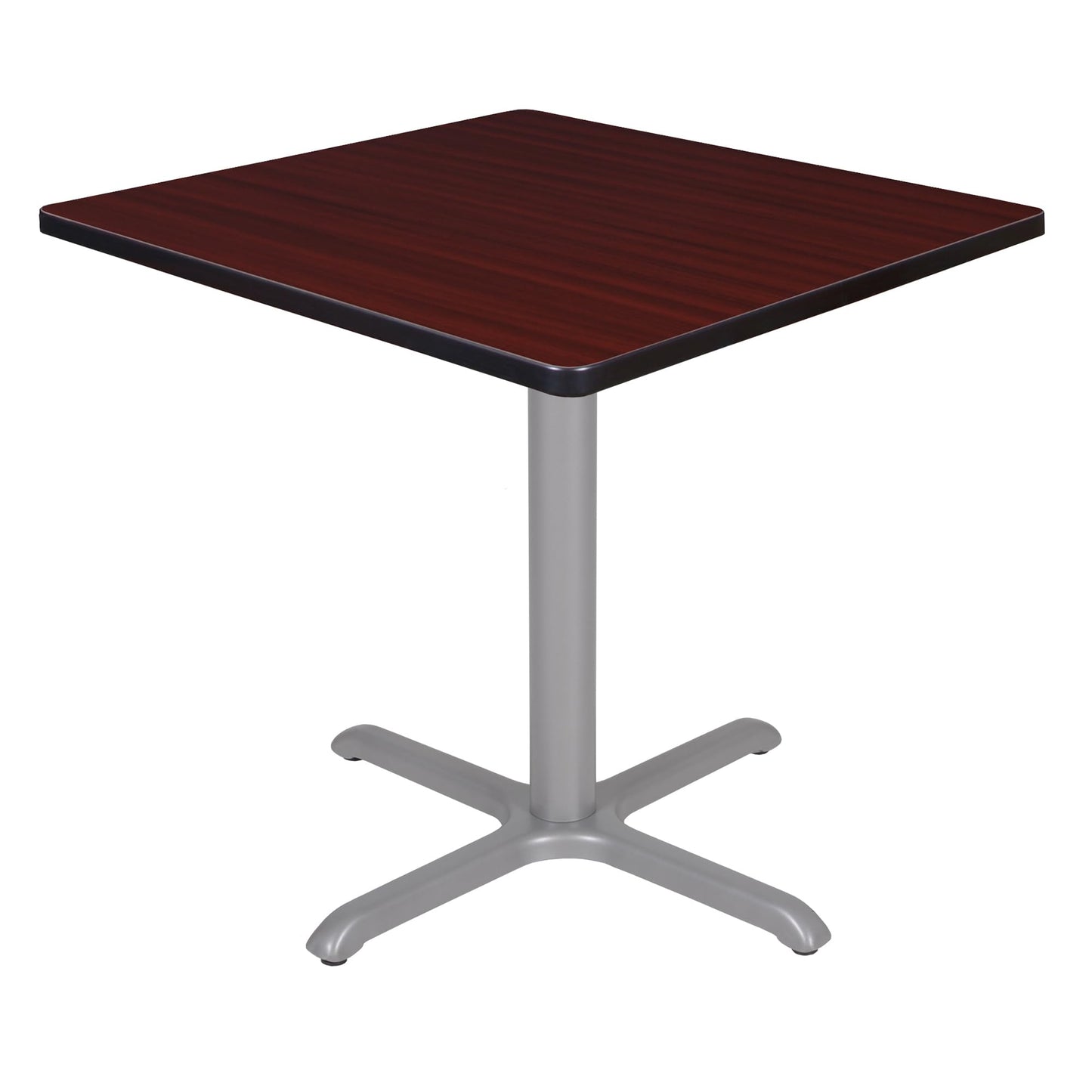Regency Cain 30 in. Small Square X-Base Breakroom Table- Mahogany Top, Grey Legs