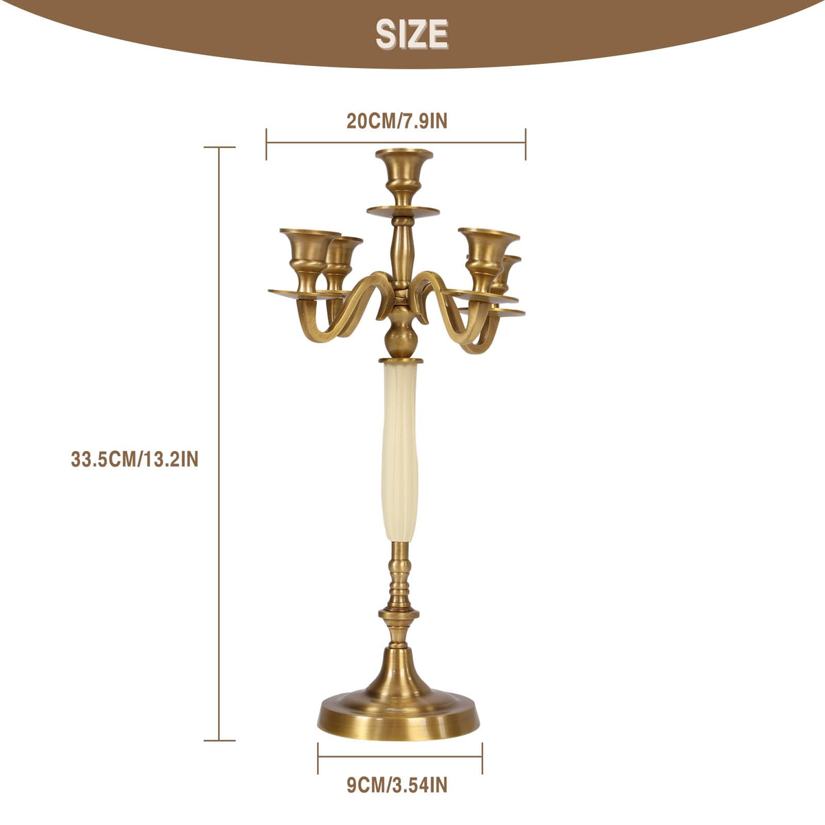 OssifragaBone 5 Candle Metal Golden Metal Candlestick Holder Wedding Event Candelabra Candle Stand for Wedding Dining Table Xmas Party Home Decor