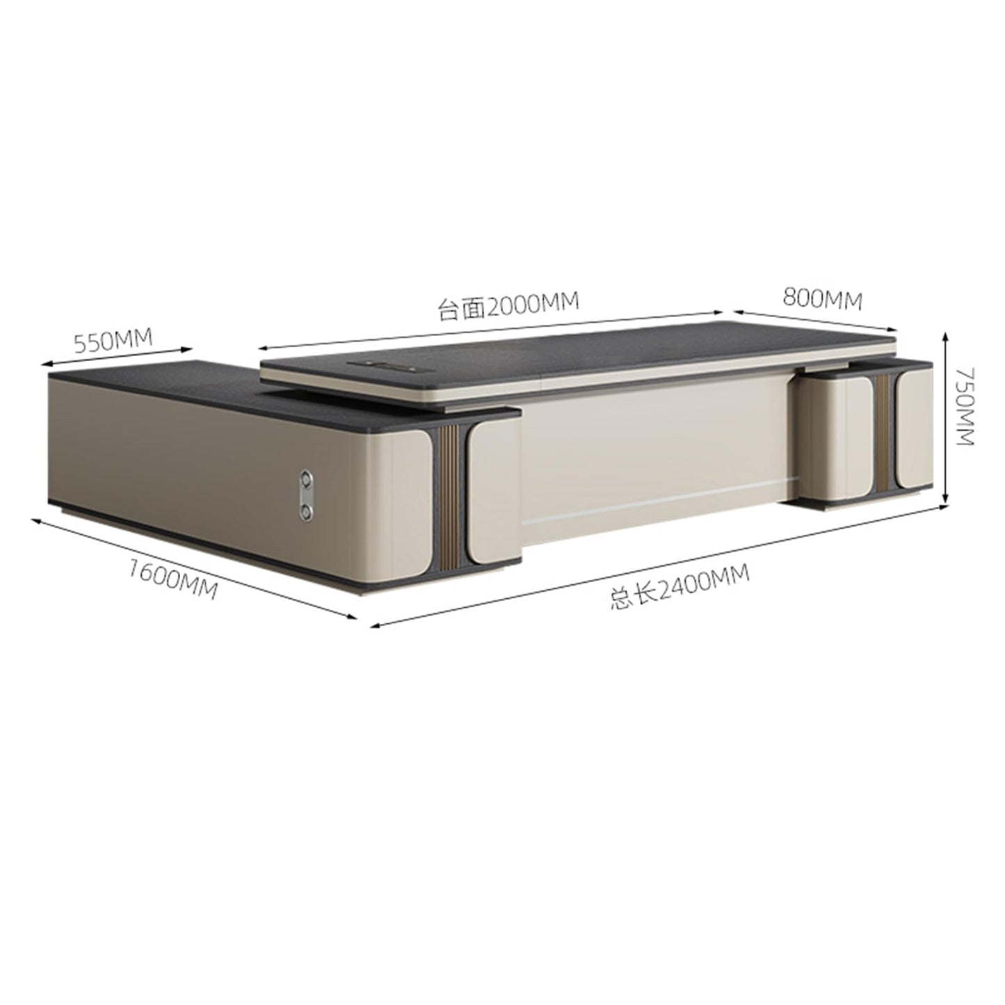 LSIGHTUS 94" Executive Desk - L Shaped Office Desk with Drawers, Modern Large Home Computer Table with Storage Shelves and Cable Management Box Gaming Study Table Business Furniture for CEO, Boss