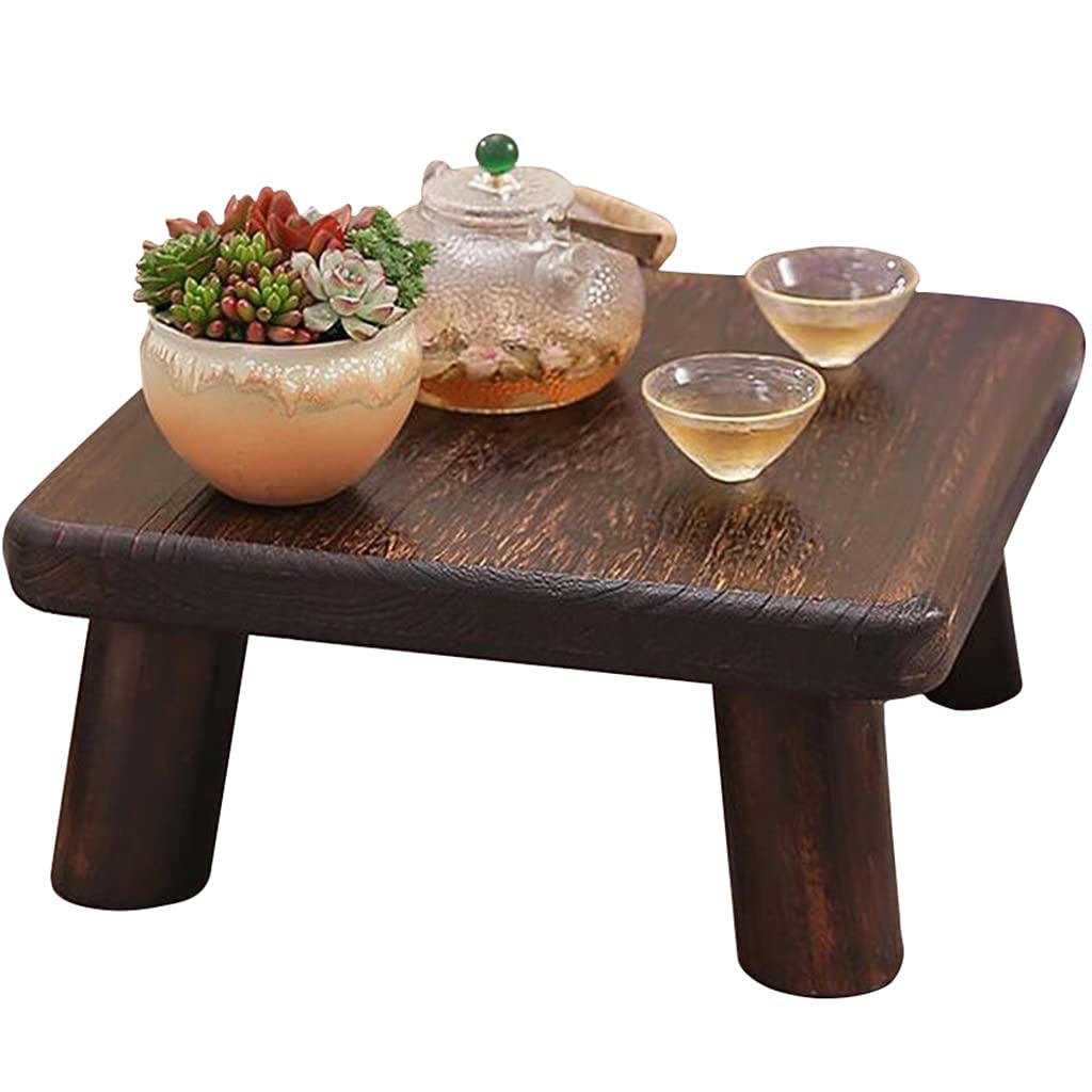 GHHDPXM Bay Window Square Coffee Table Zen Tea Low Table Retro Japanese-Style Small Coffee Table Simple Table Low Stool (Size : 35x35x18cm)