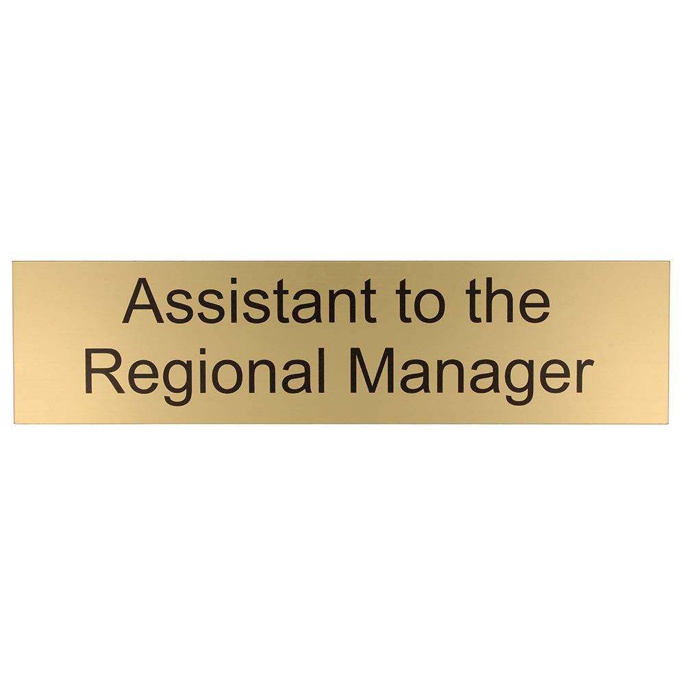 ExcelMark Assistant to the Regional Manager Desk Plate – 2"x 8"Novelty Name Plate – Gold Name Plate with Black Desk Holder
