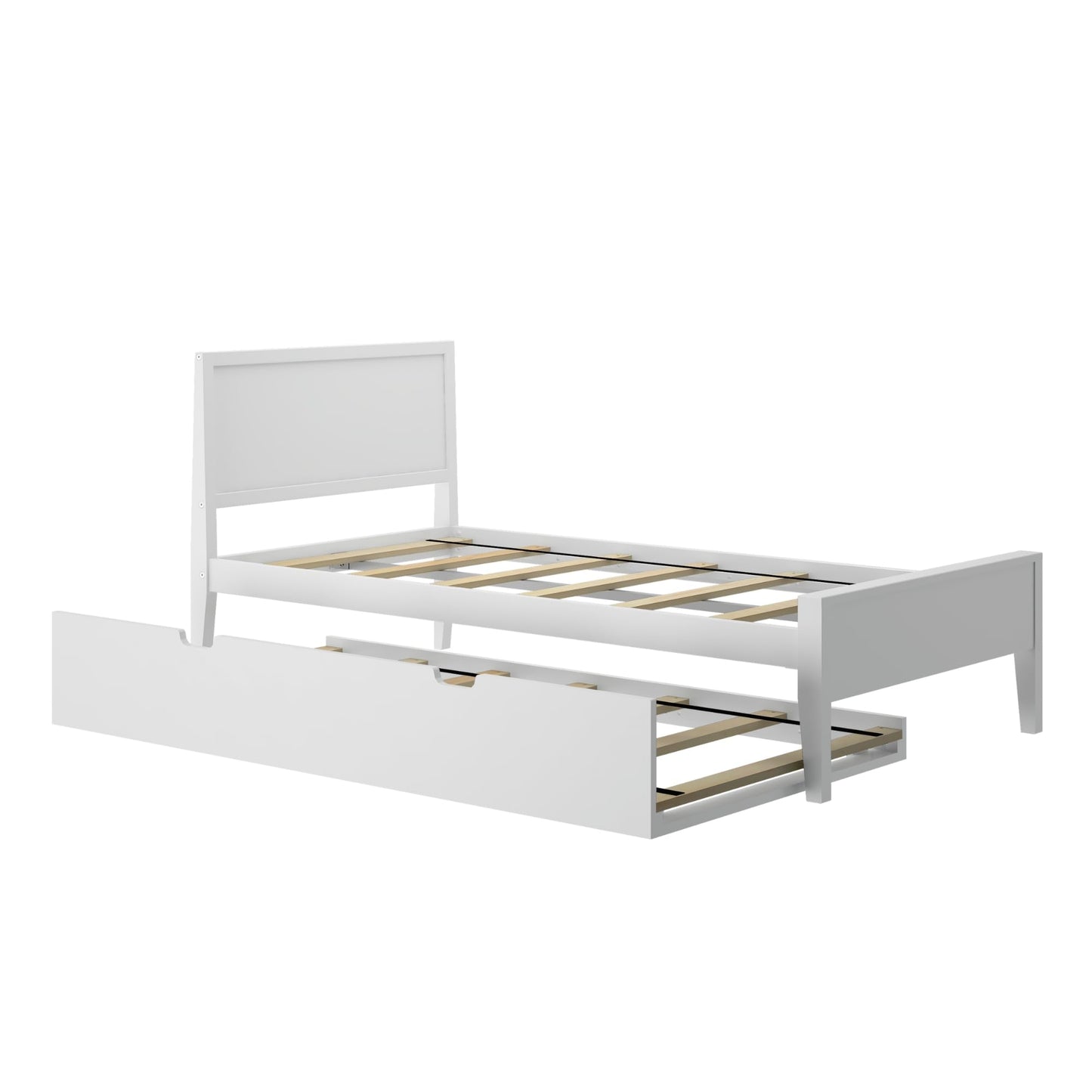 Max & Lily Classic Twin Bed, Panel Headboard, with Trundle, White