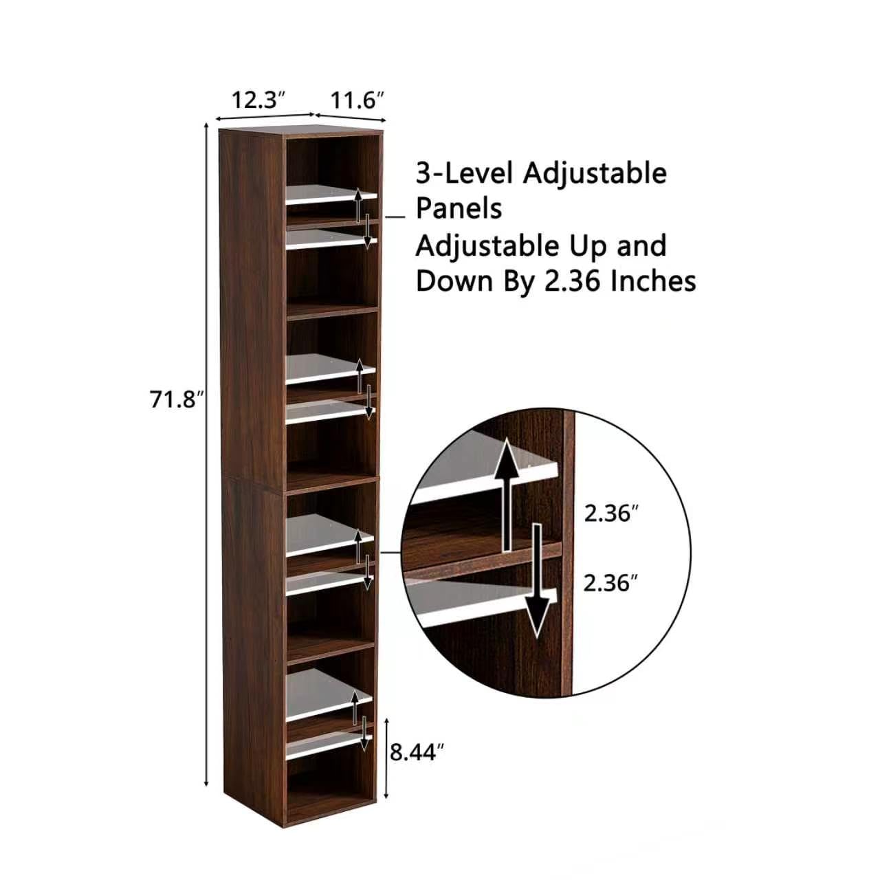 NewBeth 8-Cube Storage Organizer Bookcase, White, Tall Narrow Bookshelf for Home Office (Dark Brown)