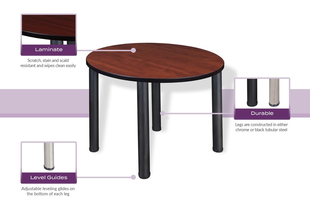Romig Trek 36 in. Round Height Adjustable Classroom Activity Table- Cherry