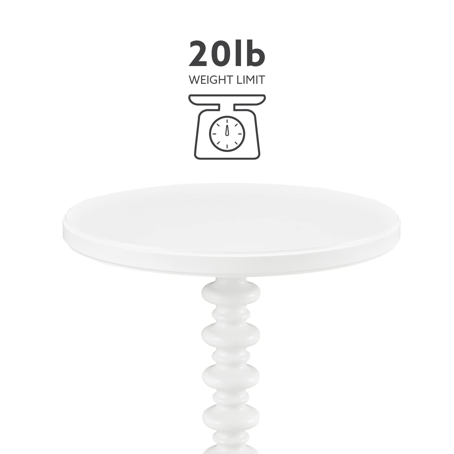 Powell Furniture Powell Round Spindle, White Table 17 x 22.25 x 17