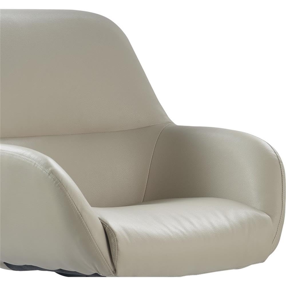 Tommy Hilfiger Forester Luxury Bonded Leather Home Office Chair, Modern Round Swivel Accent Seating with Arms, Adjustable Height and Recline, Cream