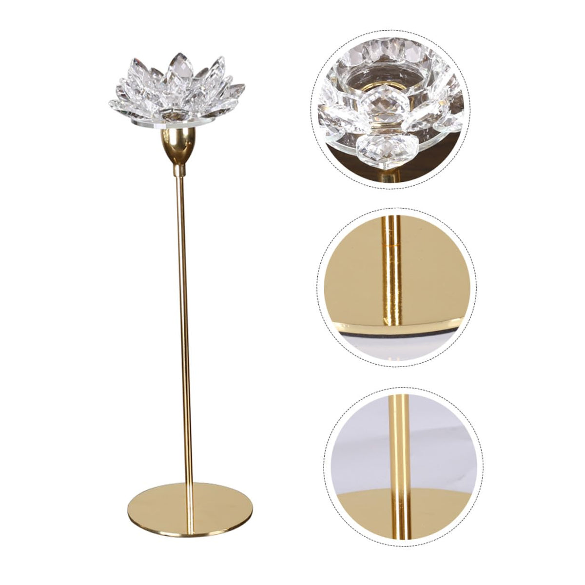 Cabilock Modern Small Metal Crystal Lotus Candle Holder Candlestick for Wedding Decoration Romantic Candlelight Dinner Ornament