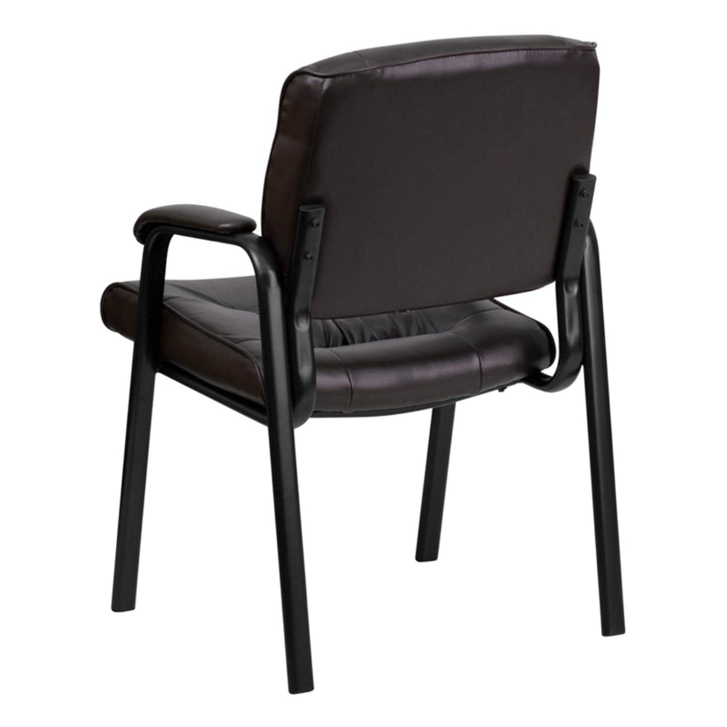 Flash Furniture Haeger LeatherSoft Tufted Executive Reception Chair with Padded Armrests, Upholstered Side Chair for Living Room or Office, Brown