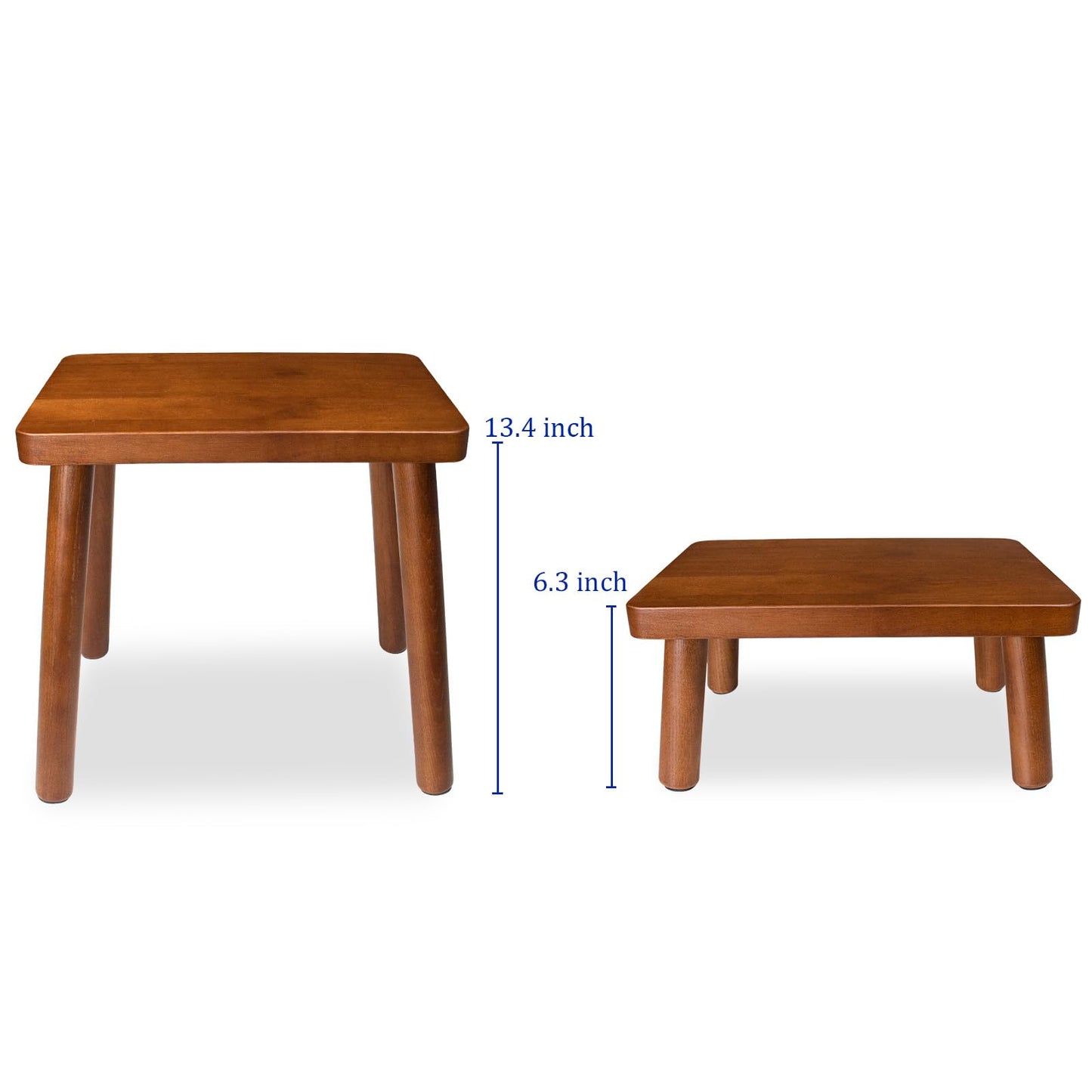 13.4inch Wooden Step Stool for Adults,Small Wooden Stool with Non-Slip Feet,Removable Plant Stand,Compact Square Design for Bedroom Office Bathroom Garden(Brown, Large)