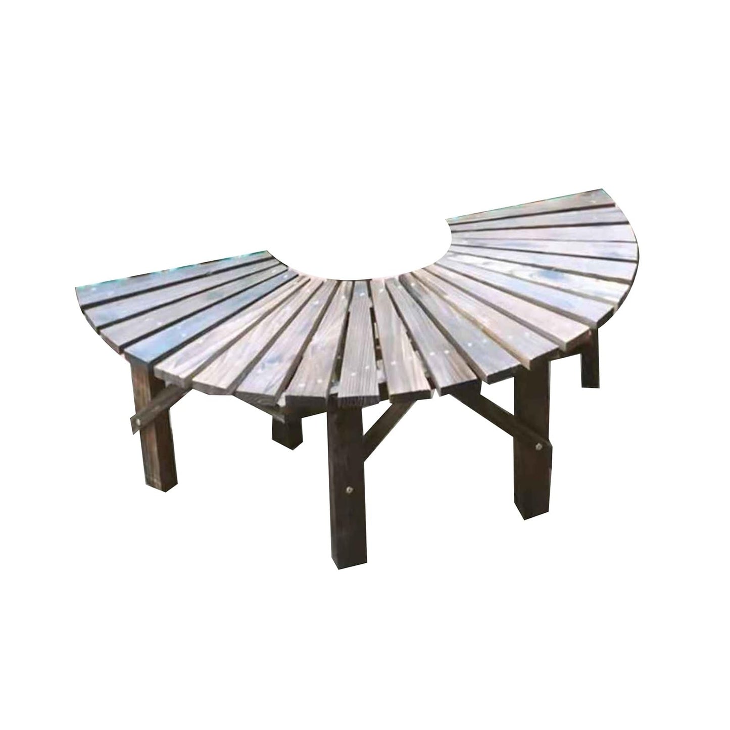 Curved Wooden Tree Bench - 400kg Load Capacity Outdoor Seating for Patio, Yard, Lawn & Poolside - Ideal for Backyards & Courtyards