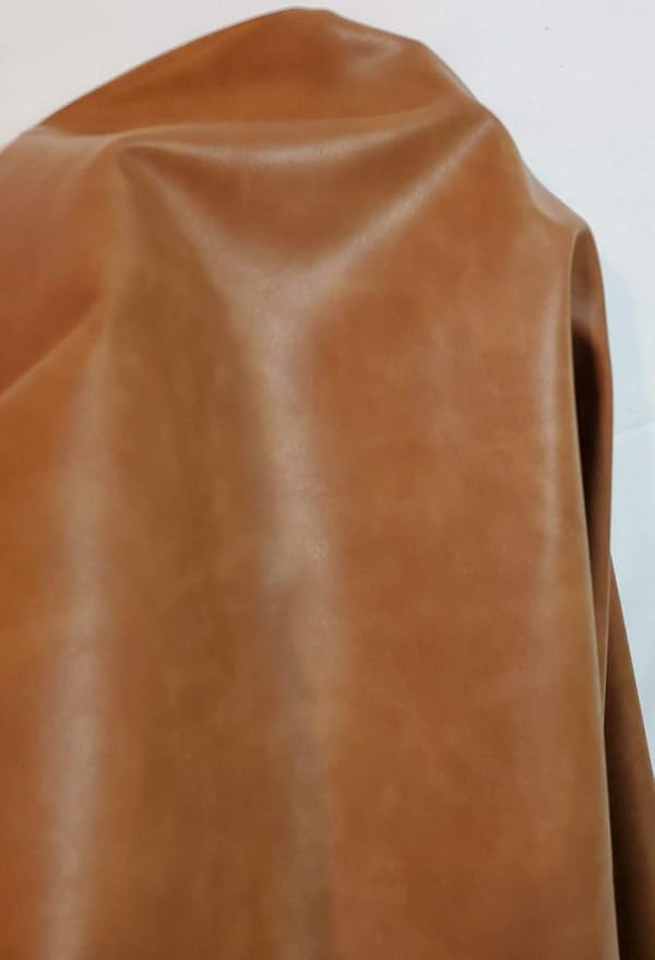 NAT Leathers | British Tan Soft Faux Vegan PU Leather by The Yard Synthetic