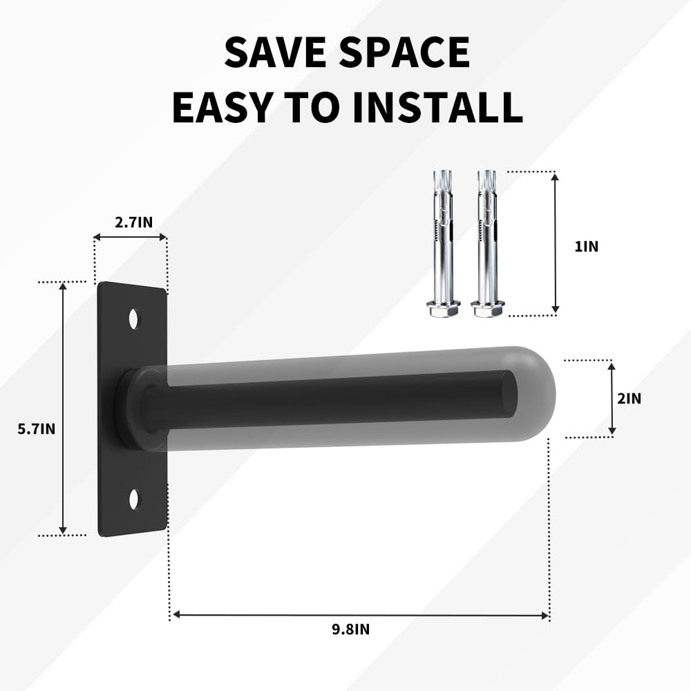 2 Pack Wall Mounted Weight Plate Holder-Fit 1 and 2 Inch Standard Weight Plates with Protective Rubber Pad and Hardware, 300 LB Weight Capacity
