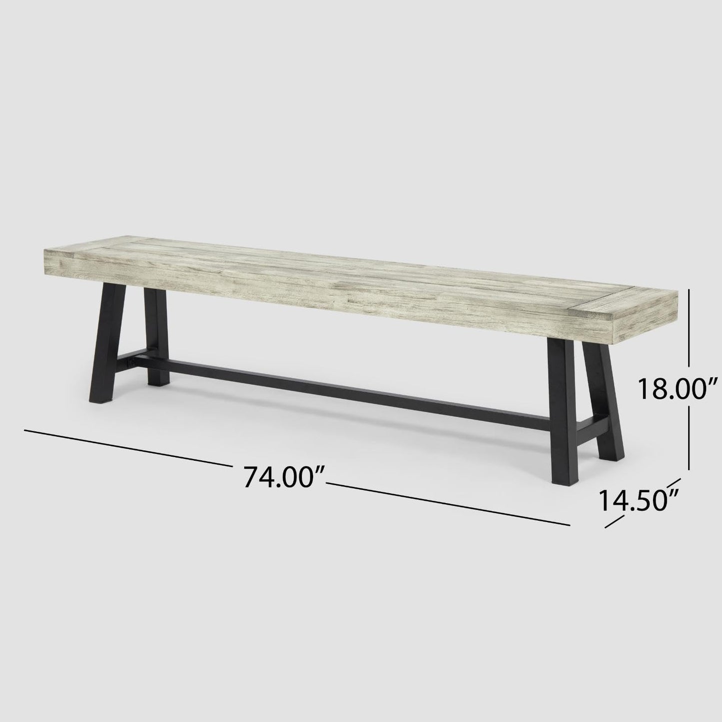 FytStycale Patio Seating Outdoor Dining Bench Acacia Wood Picnic Bench Sleek A-Shape Frame Polished Surface Slatted Structure Suitable for Family Patio Lawn 74in