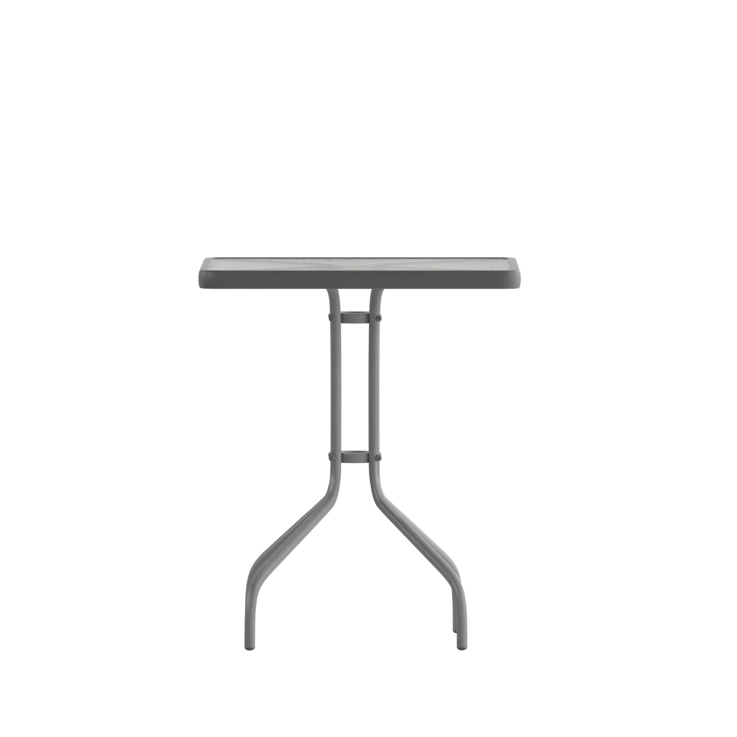 Flash Furniture Barker 23.5'' Square Tempered Glass Metal Table, Silver