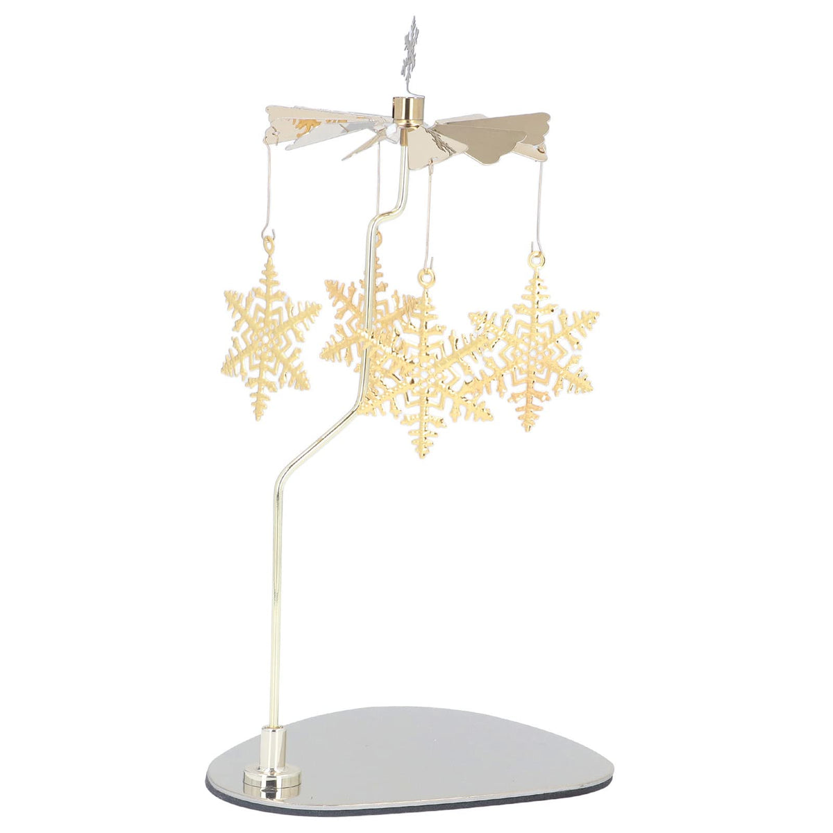 Rotating Candle Holder, Romantic Heat Activated Spinner Decor for Home Wedding Stainless Steel Gold Snowflake 18cm with Round Tray No Candle Cup