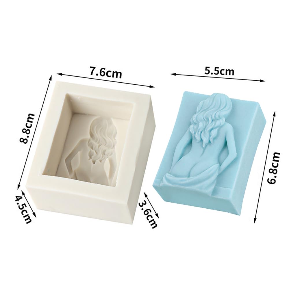 Set of 3 Silicone Soap Molds Sexy Lady Back Candle Mould Chocolate Resin Mold Soap Making Mold