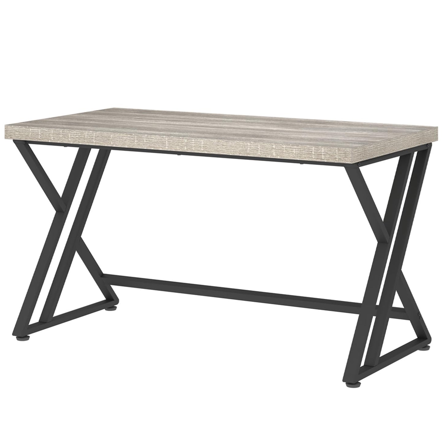 LVB Grey Desk, Industrial Wood Home Office Computer Desk for Bedroom, Farmhouse Metal Wooden Study Work PC Gaming Writing Table, Modern Simple Executive Writing Desk, 47 Inch, Light Gray