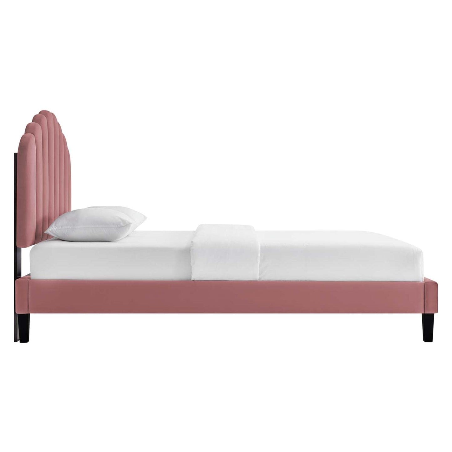 Modway Daisy Modern Performance Velvet Twin Platform Bed in Dusty Rose Pink
