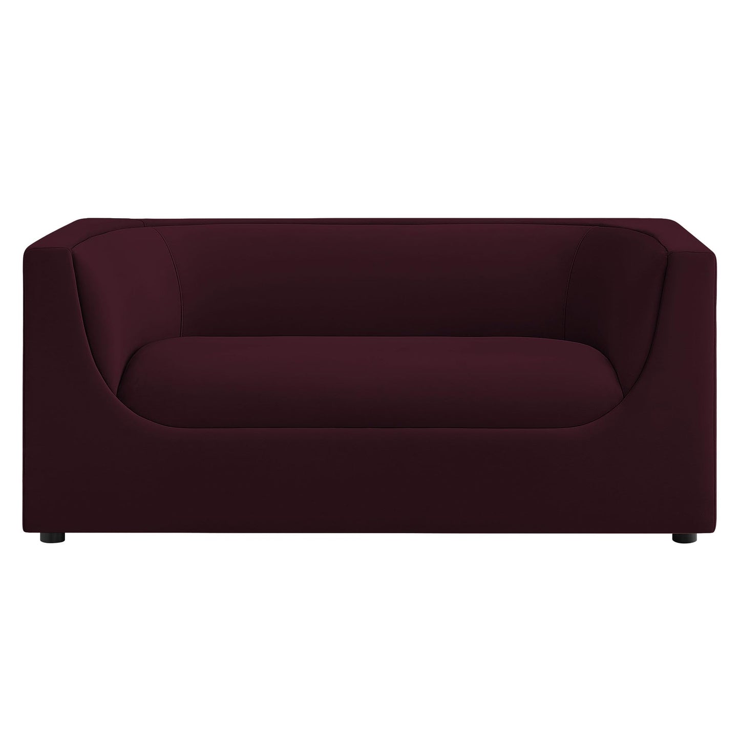 Modway Hilda 67 Inch Modern Curved Back Performance Velvet Loveseat in Mulberry – Plush Upholstered 2-Seat Sofa for Living Room, Apartment, Office