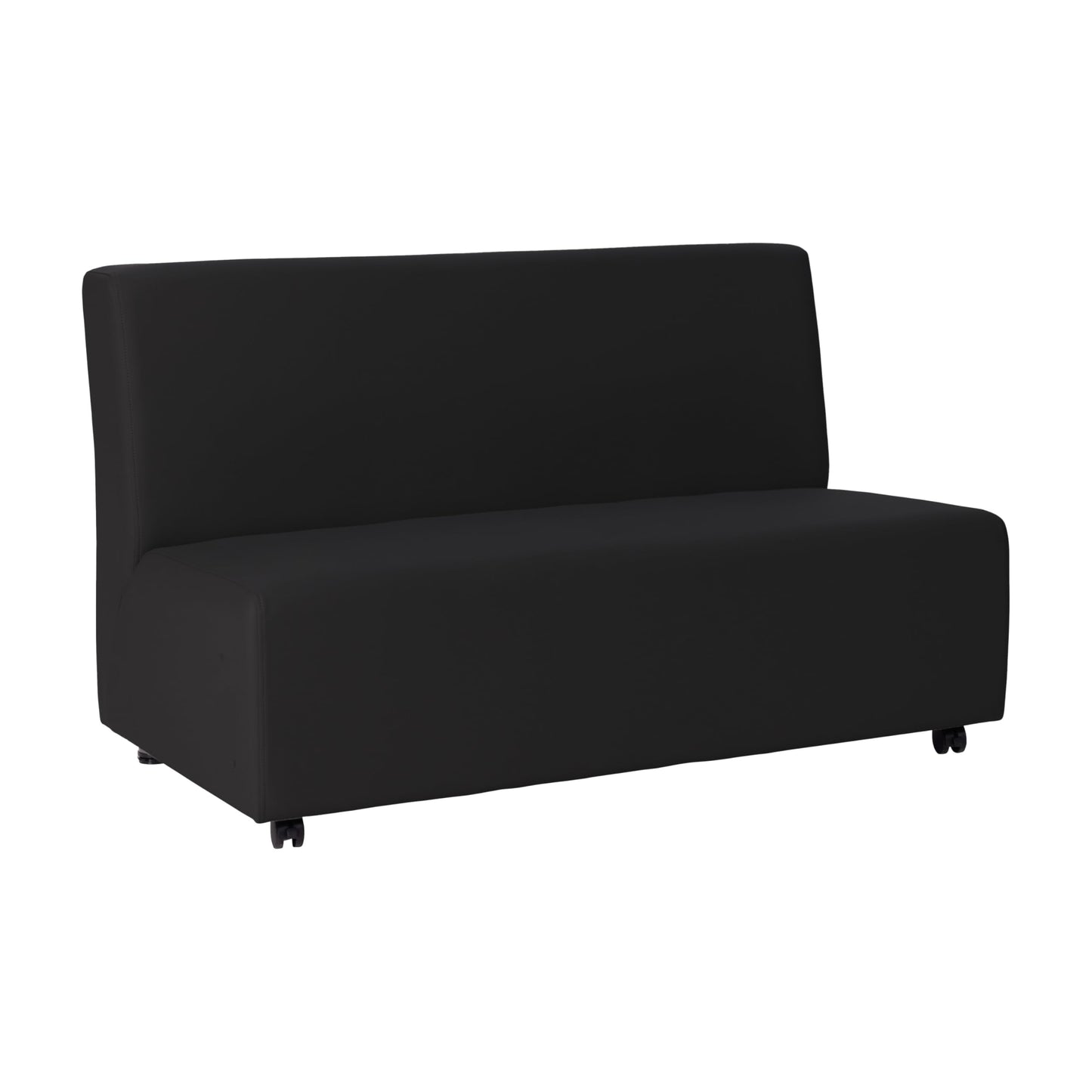 FDP Pro Series Upholstered Armless Mobile Sofa with Locking Casters for Portability Commercial Seating for Hotel Lobby, Office, Restaurant, Waiting Room, Home - Black