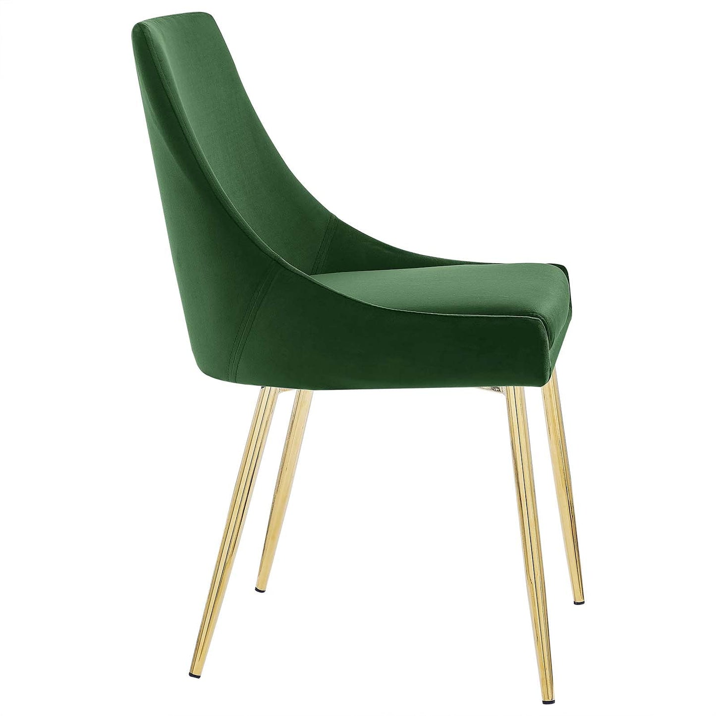 Modway Viscount Performance Velvet Upholstered Side Dining Chairs in Gold Emerald - Set of 2