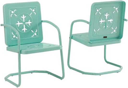 Crosley Furniture Azalea 2-Piece Outdoor Chair Set, Vintage Retro Metal Patio