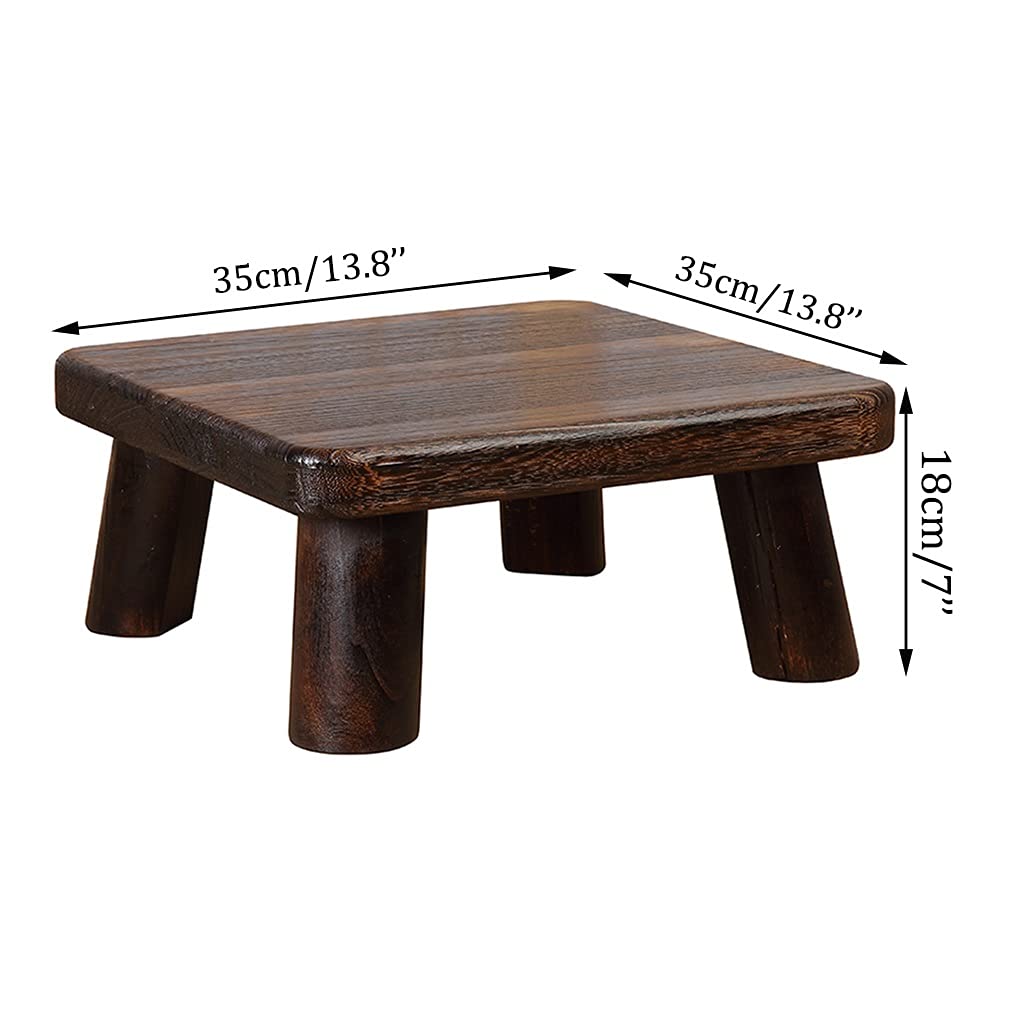 GHHDPXM Bay Window Square Coffee Table Zen Tea Low Table Retro Japanese-Style Small Coffee Table Simple Table Low Stool (Size : 35x35x18cm)