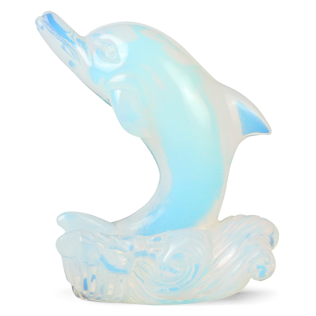 Hxswkk Opalite Crystal Dolphins Figurines Collectibles Crystal Statue Sea Animal Sculpture Home Desk Decoration Ornaments Dolphin Gifts for Women