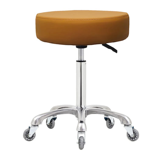 Ainilaily Rolling Stool with Wheels, Heavy Duty 400 lbs Stool for Shop Guitar Lab Tattoo Workbench Medical, Adjustable Swivel Chair (Camel)