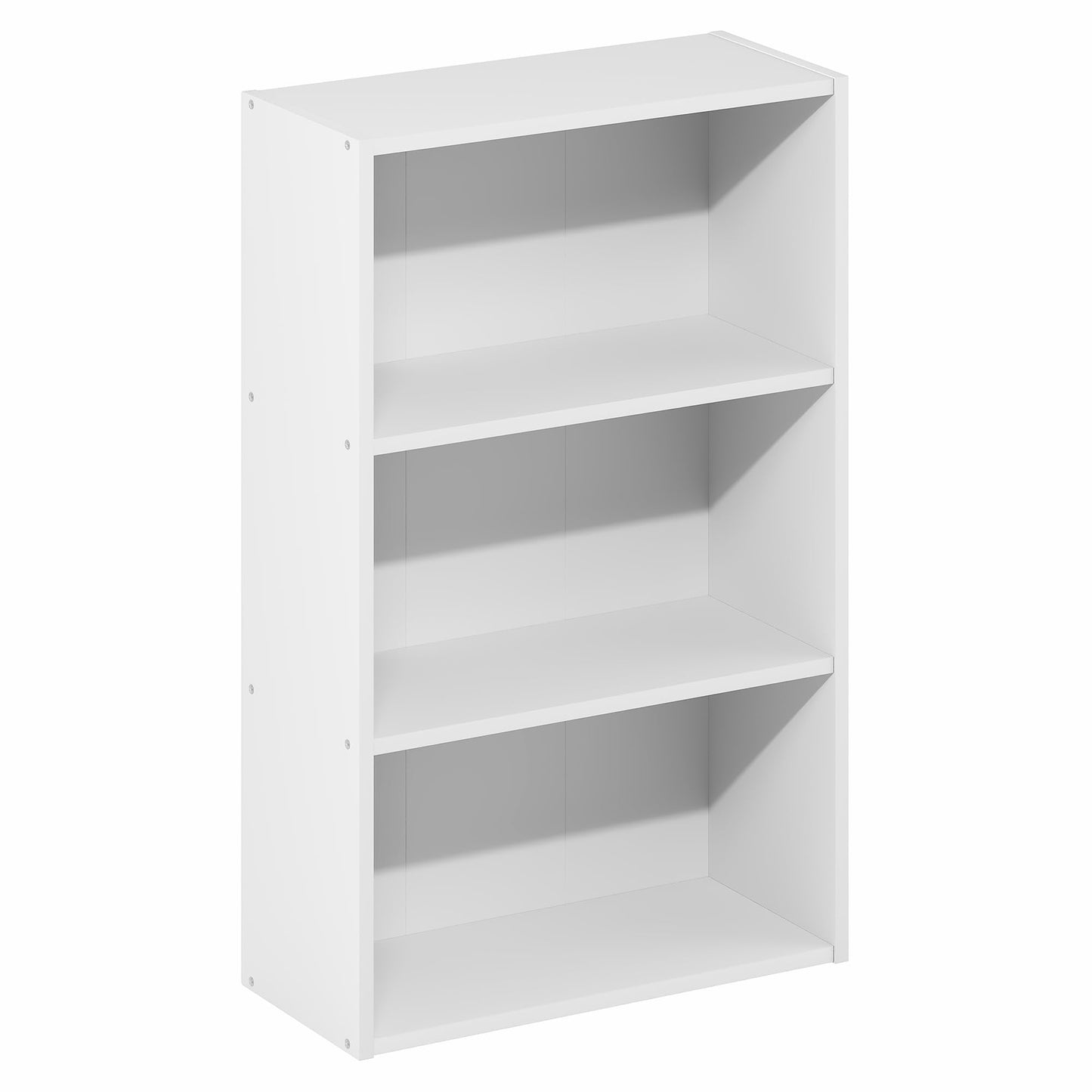 Furinno Basic Book Shelf, 3-Tier Bookshelf, Cube Storage Organizer Bookcase with Open Shelf, 7 x 17 x 26, for Living Room, Bedroom, Home Office, White