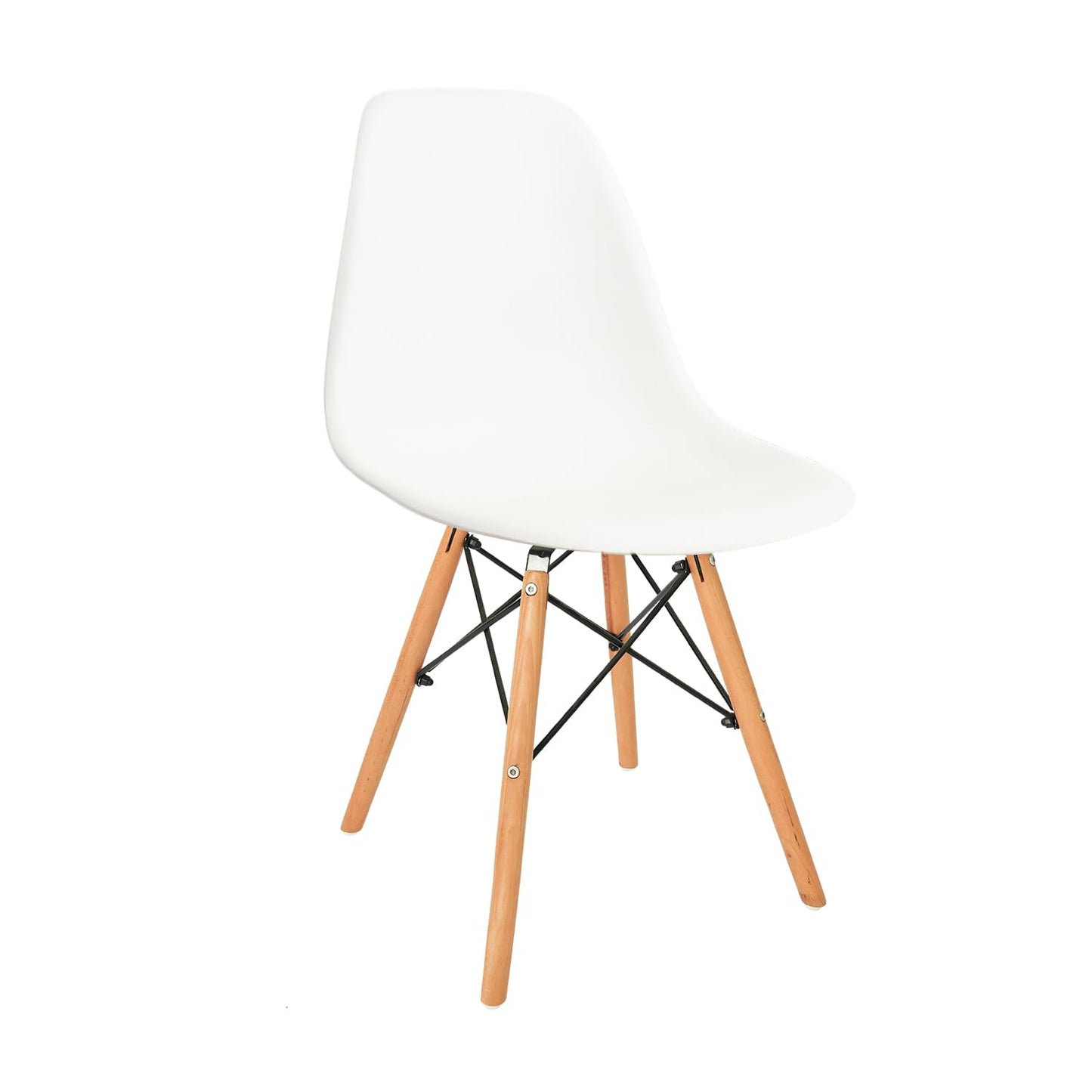 CangLong Modern Mid-Century Side Chair with Natural Wood Legs for Kitchen, Living Dining Room, White