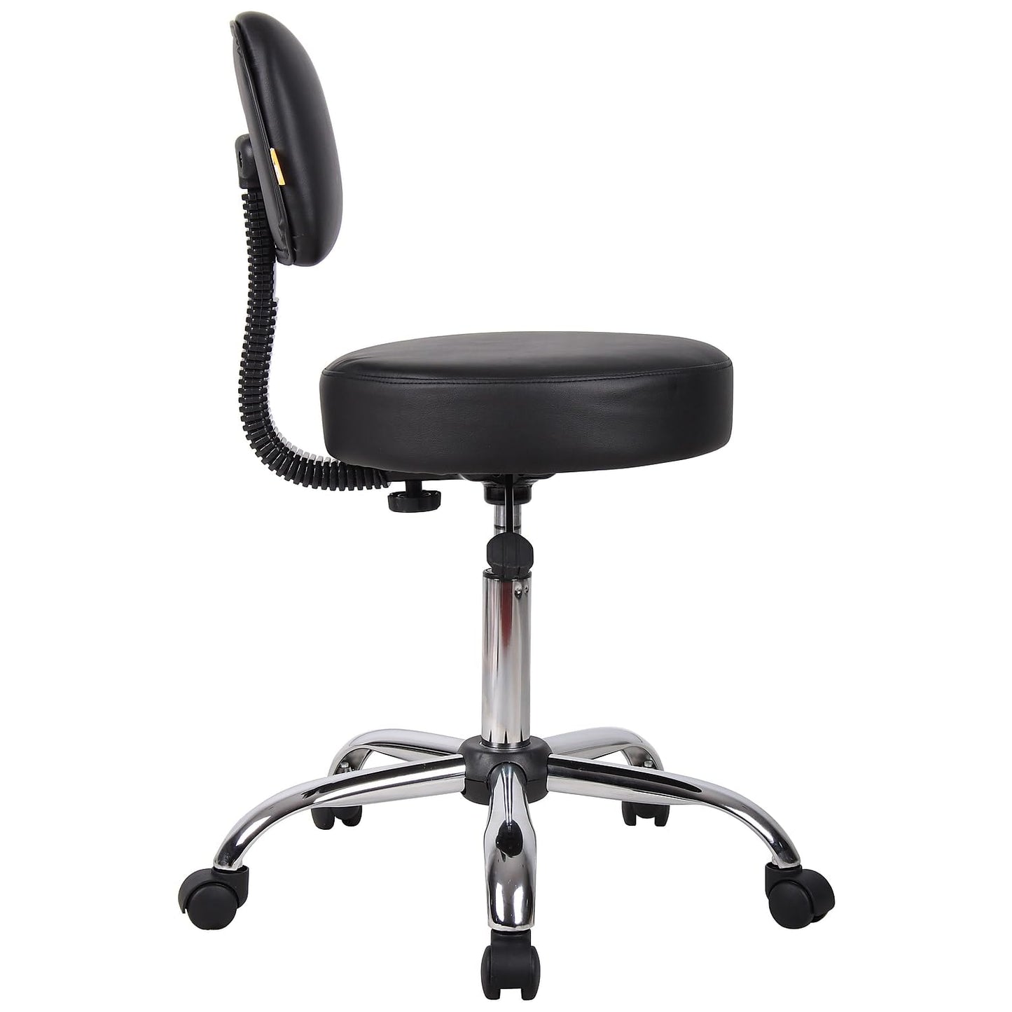 Boss Office Products B245-BK Be Well Medical Spa Stool with Back, Black