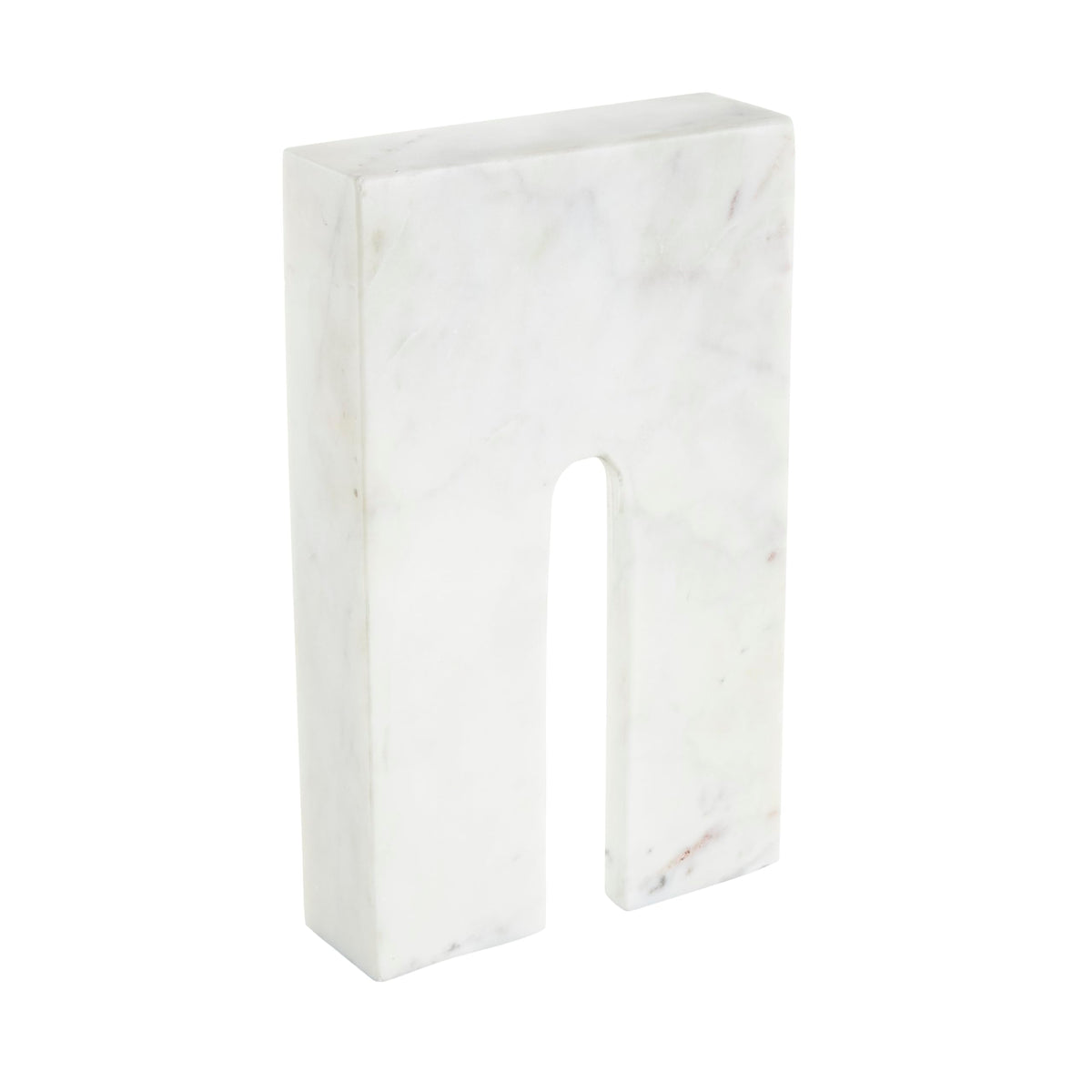 Deco 79 Marble Geometric Decorative Sculpture Rectangular Home Decor Statue with Arched Groove Interior, Accent Figurine 7" x 2" x 11", White