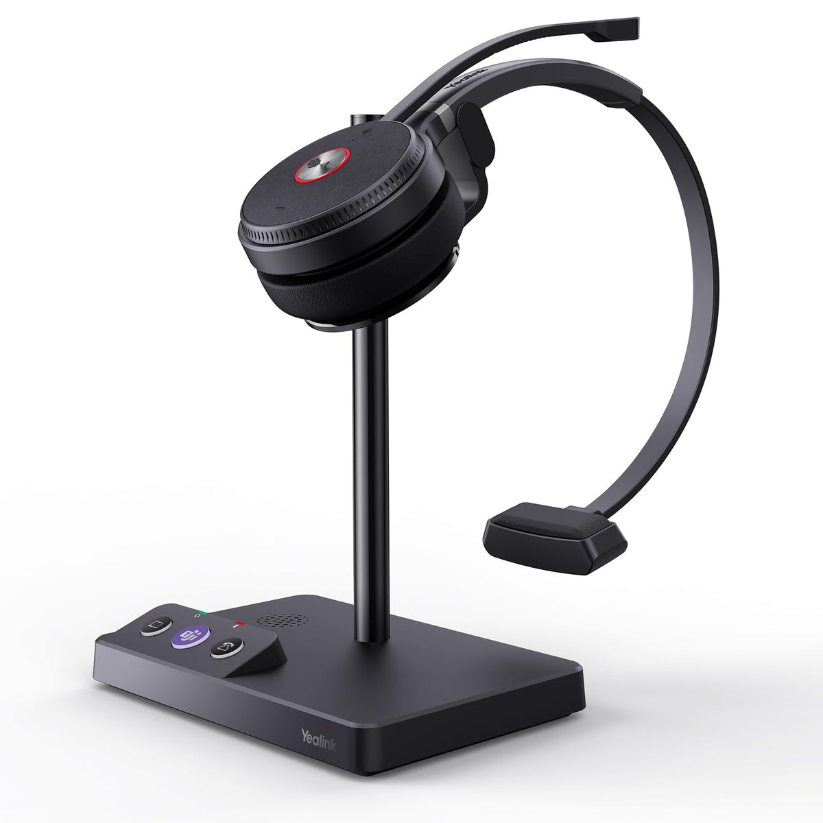 Yealink WH62 DECT Mono Teams Wireless Headset, 525 ft Range Work Headphone with 2X Noise Canceling Mic for IP Phone and Computer, Single Ear Headset with Call Control, Ringer,13H Talk Time