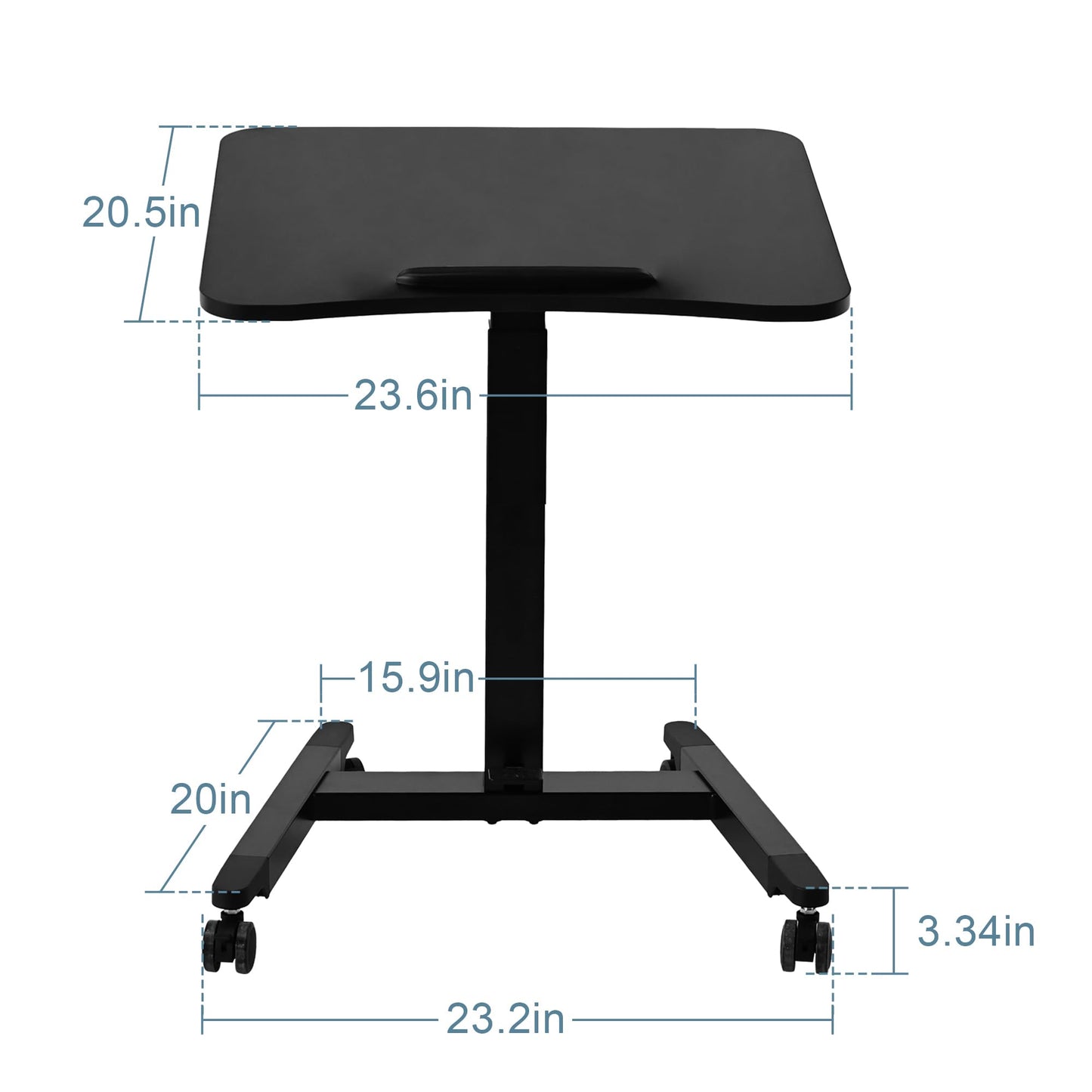 Fromann Mobile Standing Podium Desk Laptop Sit to Stand Height Adjustable Workstation with Wheels,Gas Spring Lift Mechanism Desk (Black)