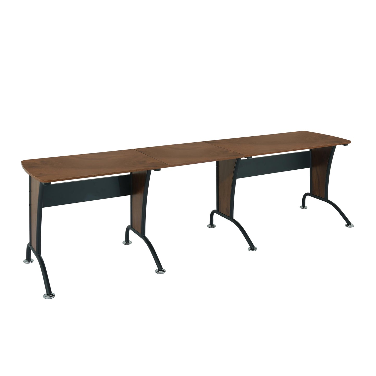 Deluxe L Shaped Desk, Corner Desk Configurable as Left/Right-Handed L-Desk or Inline Desk, Durable Steel Frame with Spacious Work Area, Walnut and Grey