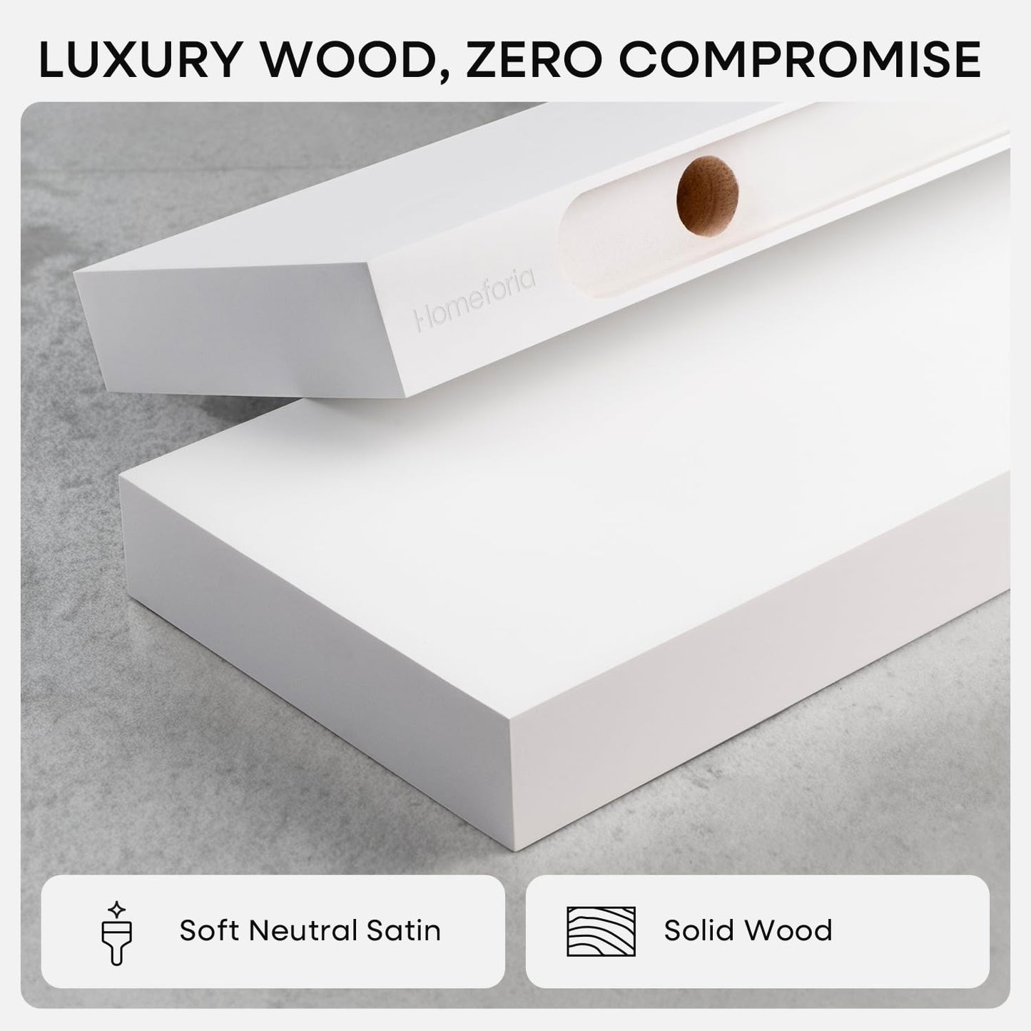 Homeforia White Floating Shelf 12 inch, High End Solid Real Wood Small 12inch Floating Shelves for Wall Mounted, White Wooden 12 in Floating Shelves, Heavy Duty Bracket, 12 X 6.5 X 1.75 inch, Set of 2
