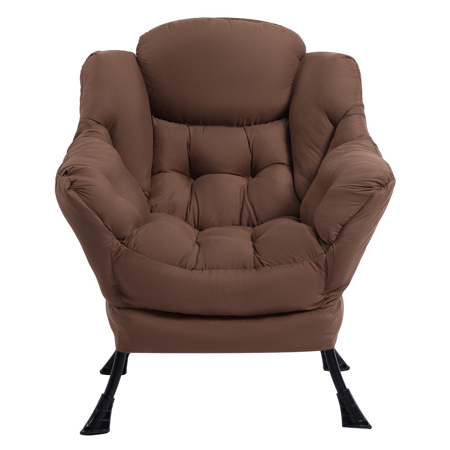 HollyHOME Lazy Chair with Foldable Ottoman, Accent Comfy Lounge Armchair and Folding Footrest Stool, Leisure Sofa Reading Chair and Footstool for Living Room, Bedroom, Dorm,Coffee Brown