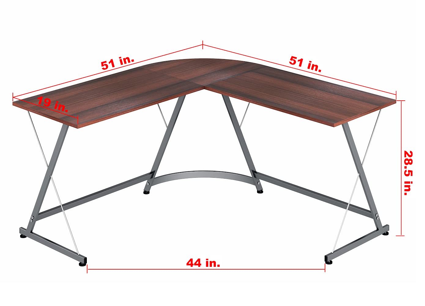 SHW L-Shaped Computer Gaming Desk, Walnut