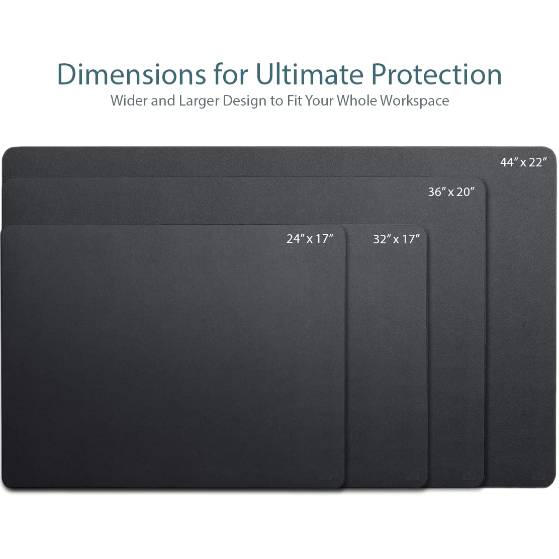 Leather Desk Pad 36" x 20", Vine Creations Office Desk Mat Waterproof Black - Premium Quality - Smooth Mouse Writing Surface - Maximum Protection Dual-Sided Pu Leather Blotter for Desk Office/Home