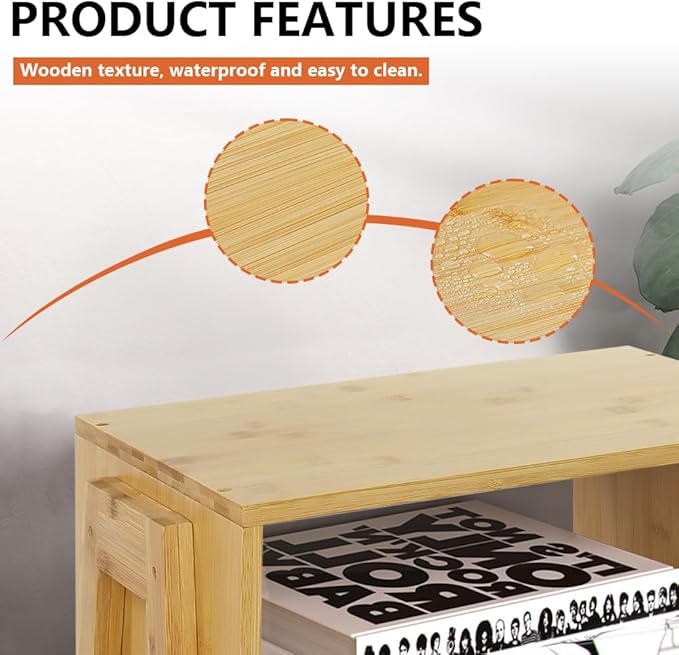 KKTONER Modern Bamboo Nightstands End Tables Bedroom