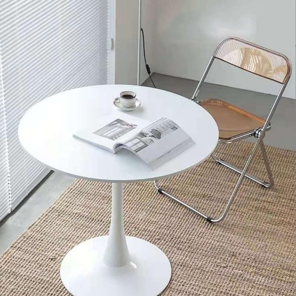 HYYTEIBL 35.1" Tulip Dining Table, White, Perfect for 2-4 People, Mid-Century Modern Style, Round MDF Top with Sturdy Base for Dining Room, Living Room, Cafe