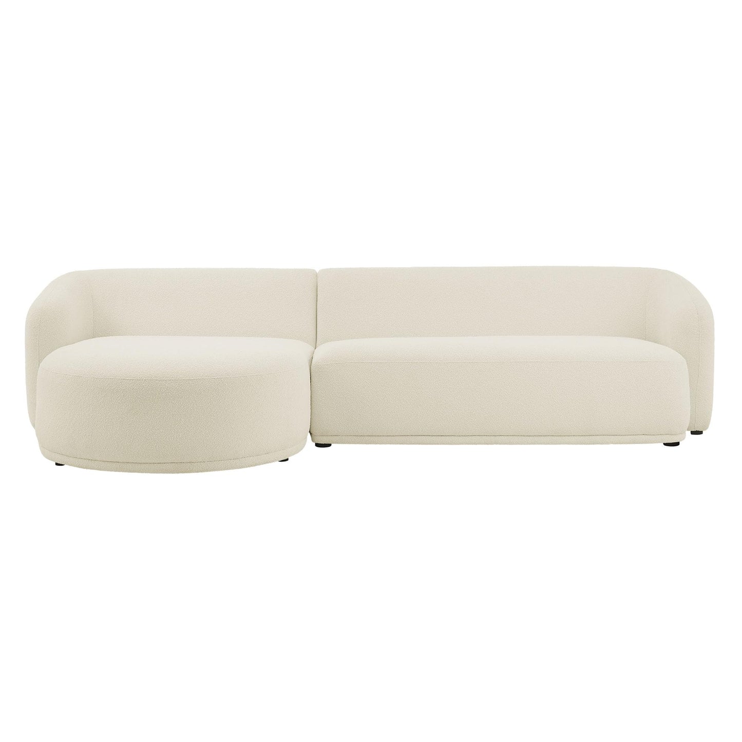 Modway Monica Left Facing Sectional with Chaise in Cream – Comfortable Low Profile 2-Piece Boucle Fabric Modular Sofa for Living Room, Bedroom, Or Apartment