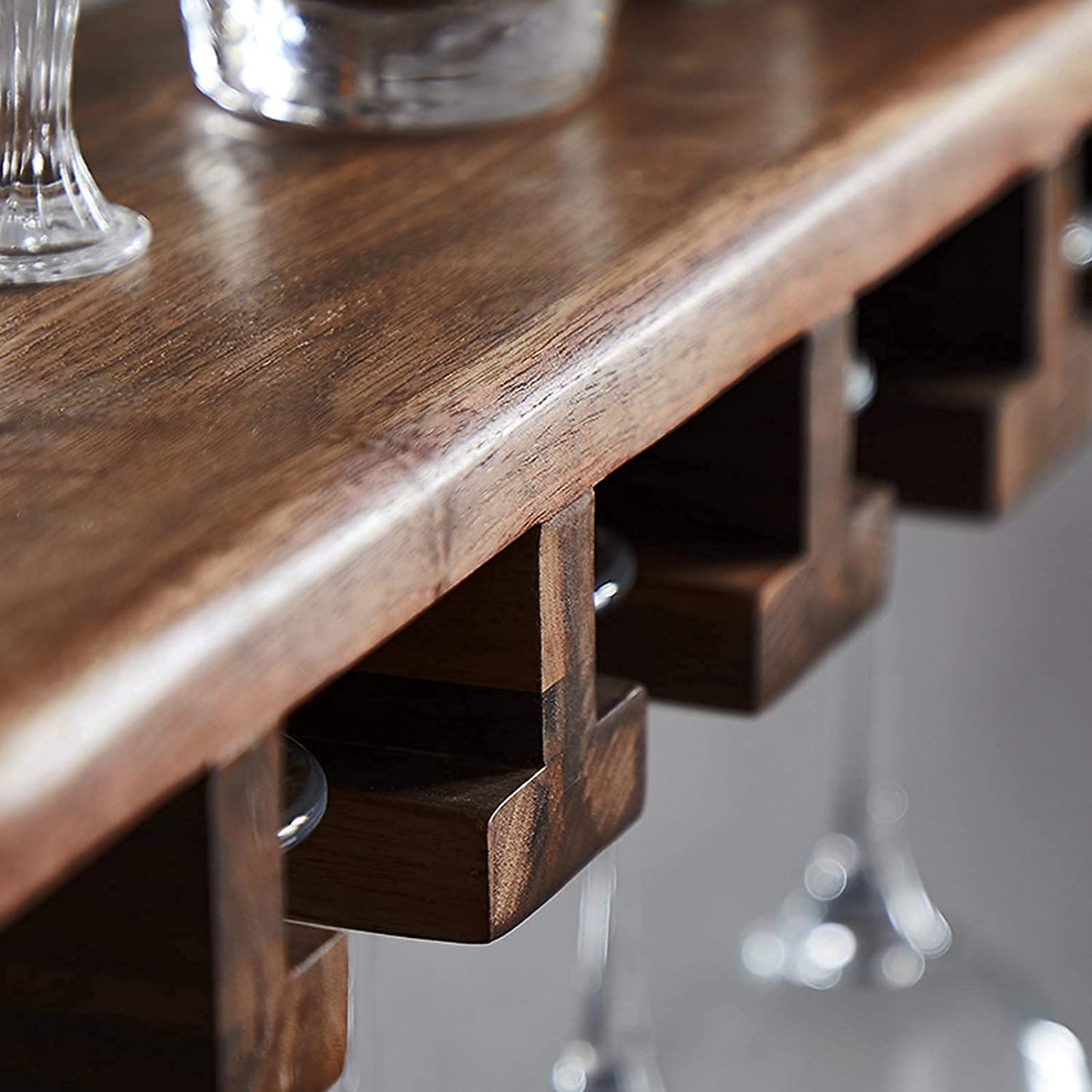SBTXHJWCGLD Rustic Luxe Wine Rack, Black Walnut Creativity Stemware Racks, for Homes, Bars, Cafes, Hotels, Restaurants, Offices and Various High-End Clubs (90X15X28Cm)